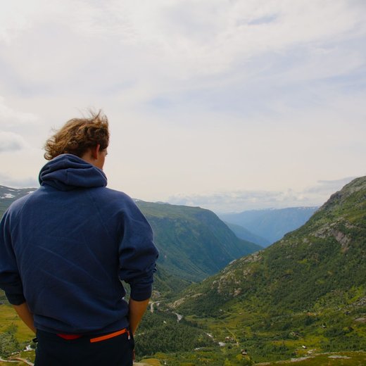 Looking out over a deep Norwegian valley